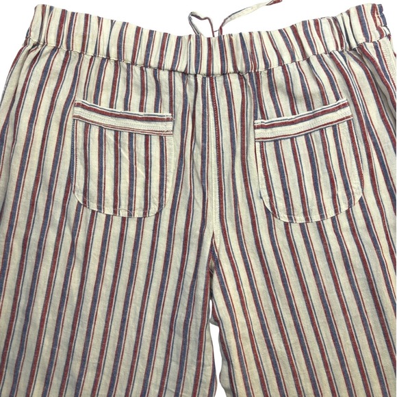 Per Se Pants - Per Se Women XL Red Blue White Striped Linen Blend Drawstring Pants NWT